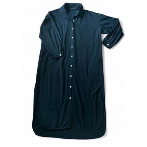 GGUHHU Women's Chic Button Down Long Sleeve Midi Black Pockets Shirt-Dress S